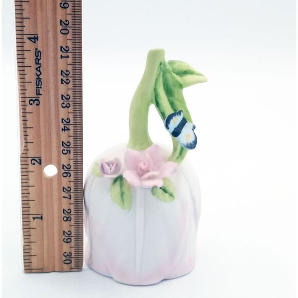 Porcelain Bell Lefton China Pink Rose Hand Painted Butterfly Vintage 1983 03569 - Picture 2 of 15
